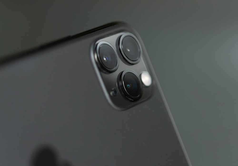Grey iPhone camera close up